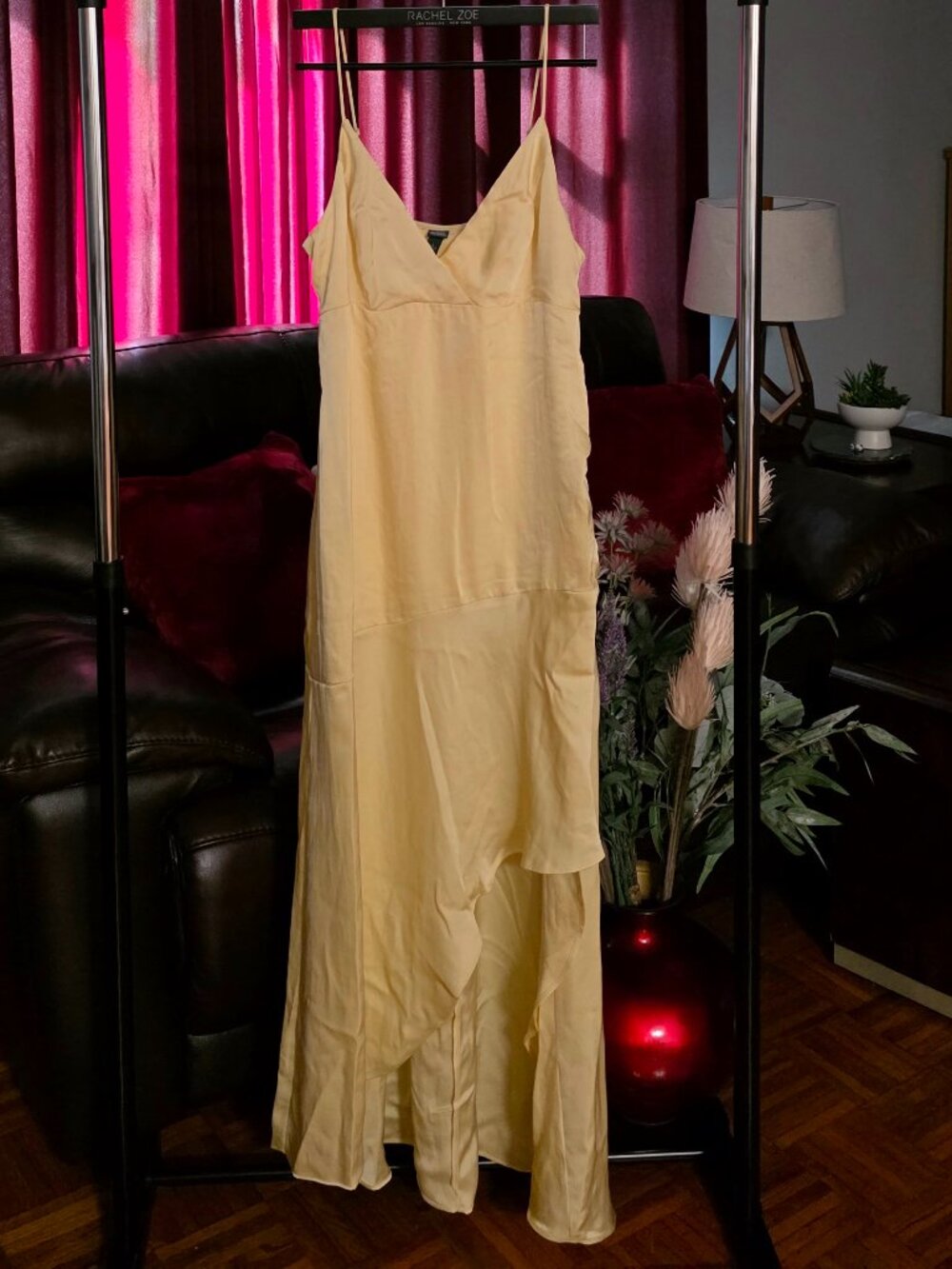 Satin Asymmetrical Maxi A-Line Dress !